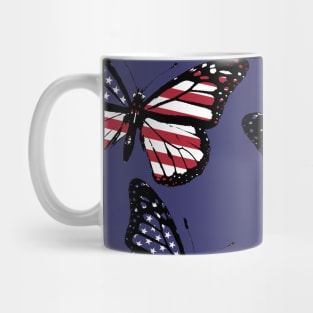 United States Flag of Vintage Butterfly Seamless Pattern Mug